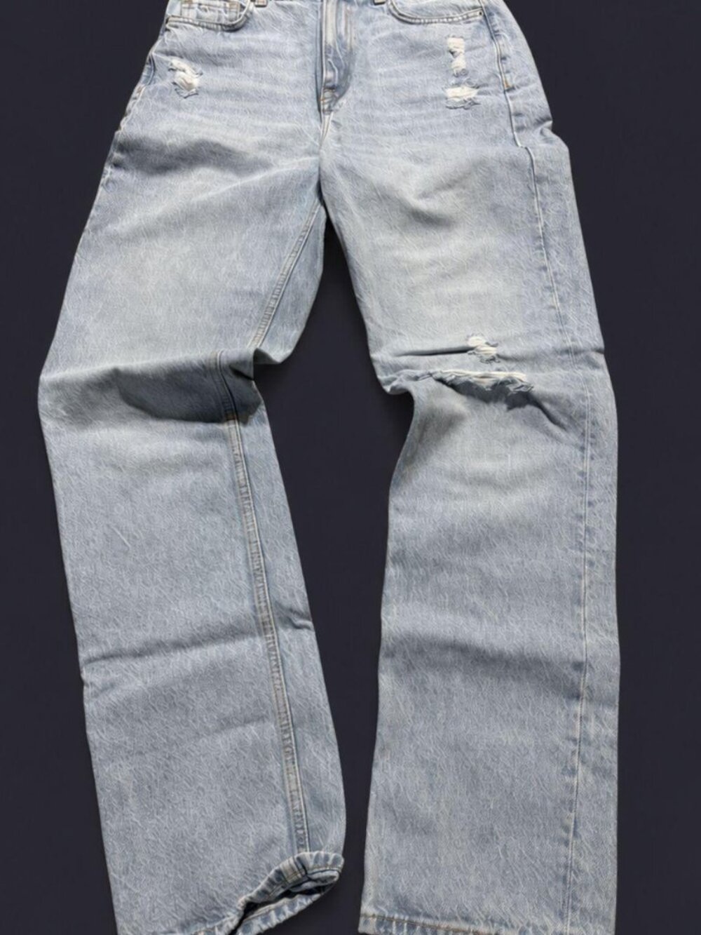 Zara Light Wash Distressed Straight Leg Jeans US 4
